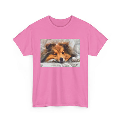 Shetland Sheepdog 'Sleepy Sheltie' Unisex Heavy Cotton Tee