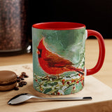 Winter Cardinal Accent Ceramic Coffee Mug, 11oz