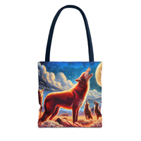 Coyotees Howling Under Moonlight Tote Bag