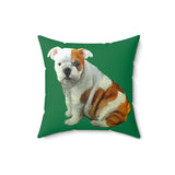 English Bulldog 'Bugsy' Spun Polyester Throw Pillow
