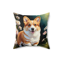 Welsh Corgi Puppy - Spun Polyester Throw Pillow