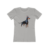 Stylish Doberman Graphic - Women's Slim Fit Ringspun Cotton Tee for Dog Lovers