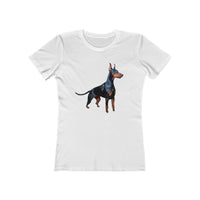 Stylish Doberman Graphic - Women's Slim Fit Ringspun Cotton Tee for Dog Lovers