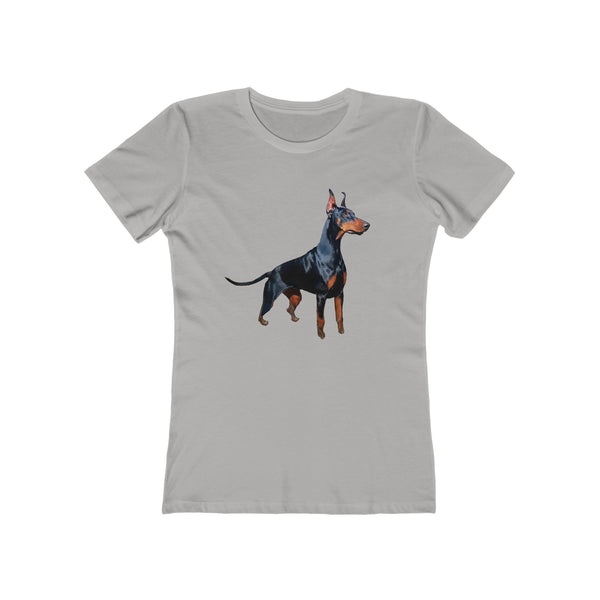 Stylish Doberman Graphic - Women's Slim Fit Ringspun Cotton Tee for Dog Lovers