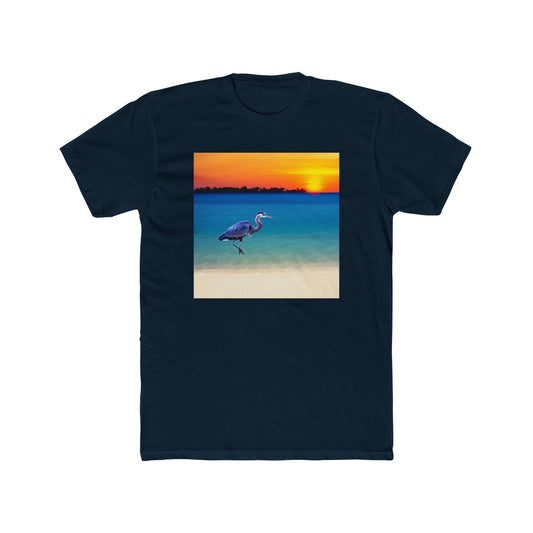 Blue Heron in Sunset - Men's Cotton Crew Tee