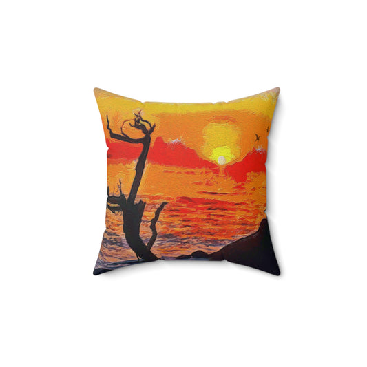 Big Sur Sunset at Pfeiffer Beach - Spun Polyester Throw Pillow