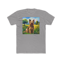 Briard in French Countryside Men's Fitted Cotton Crew Tee