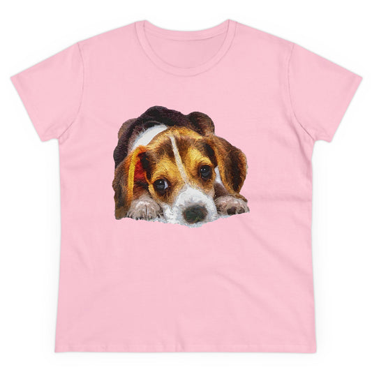 Beagle 'Daisy May' Women's Midweight Cotton Tee - A Whimsical Delight