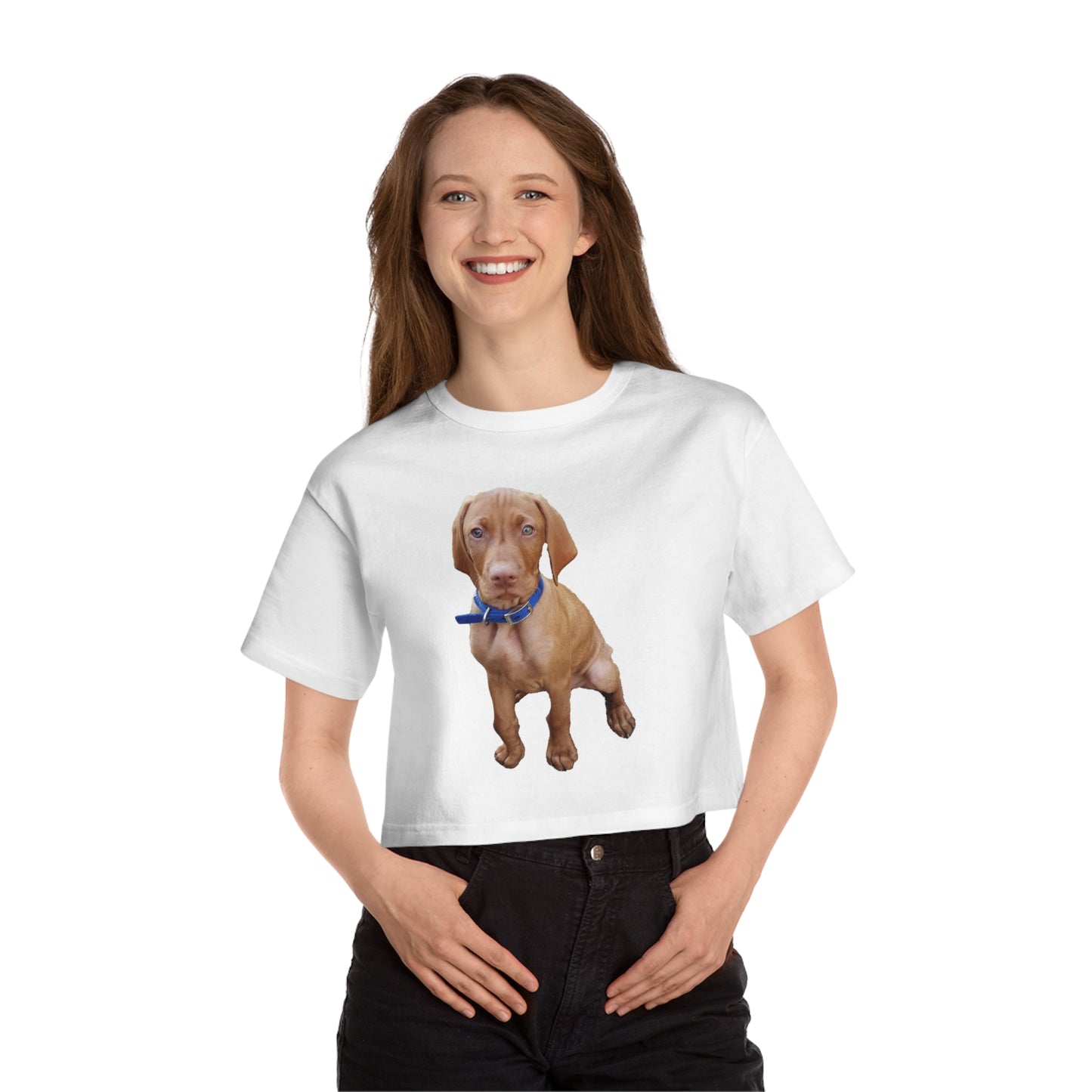 Hungarian Vizsla 'Augie' Women's Cropped Cotton T-Shirt