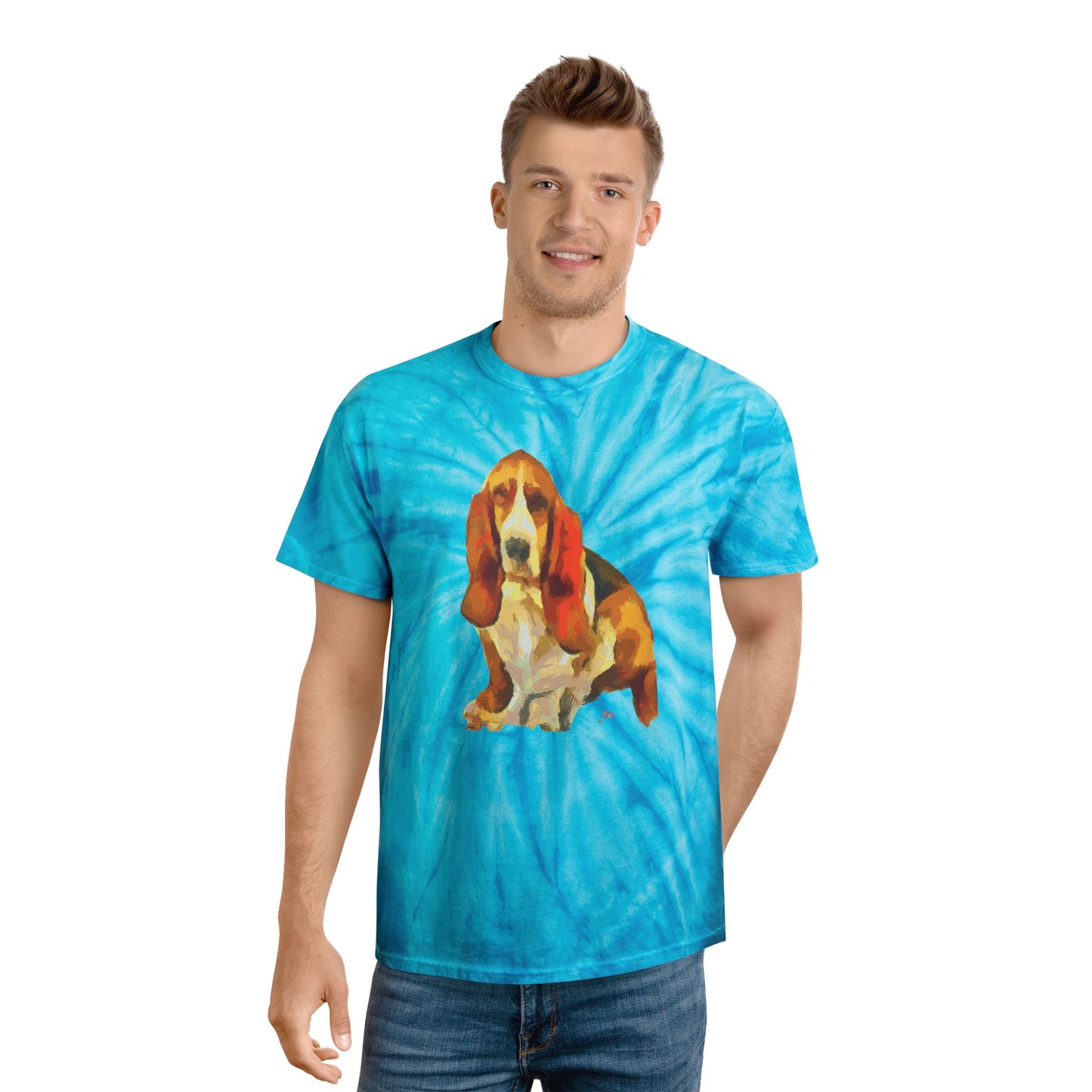 Basset Hound 'Lautrec' Unisex Cotton Tie-Dye Tee, Cyclone