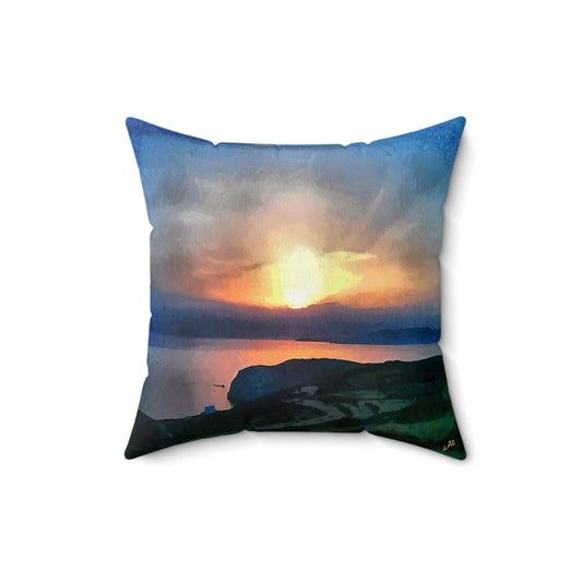 Sifnos Sunset (Greece) Spun Polyester Throw Pillow