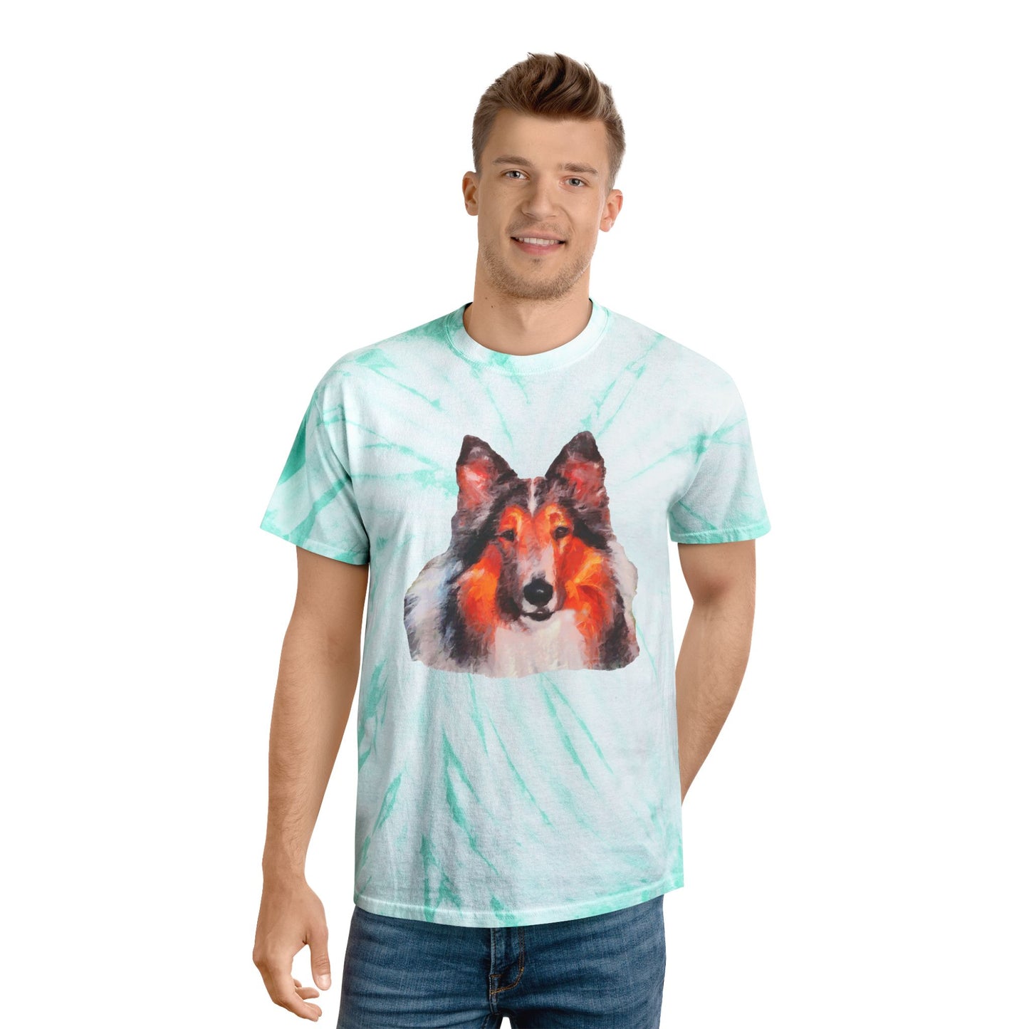 Collie - Rough Coated Unisex Tie-Dye Tee, Cyclone