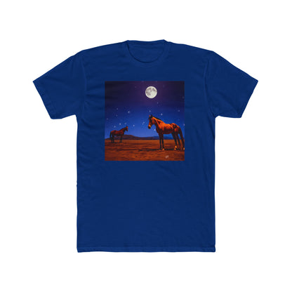 Horses in the Moonlight - Men's Cotton Crew Tee