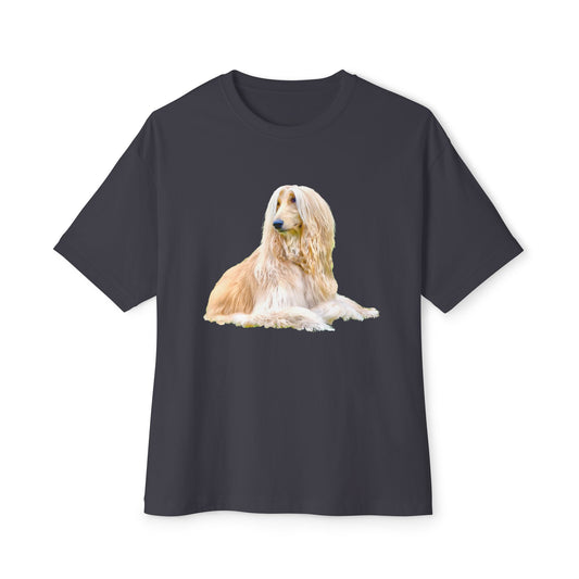 Afghan Hound Unisex Oversized Ringspun Cotton Boxy T-Shirt