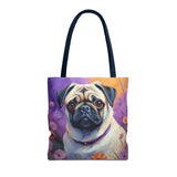 Pug Polyester Tote Bag (AOP)