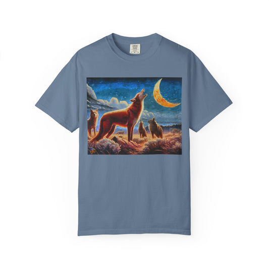 Coyotes under Moonlight Unisex Relaxed Fit Garment-Dyed T-shirt