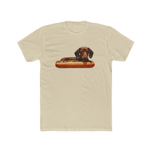 Dachshund Delight - Men's Fitted Cotton Crew Tee