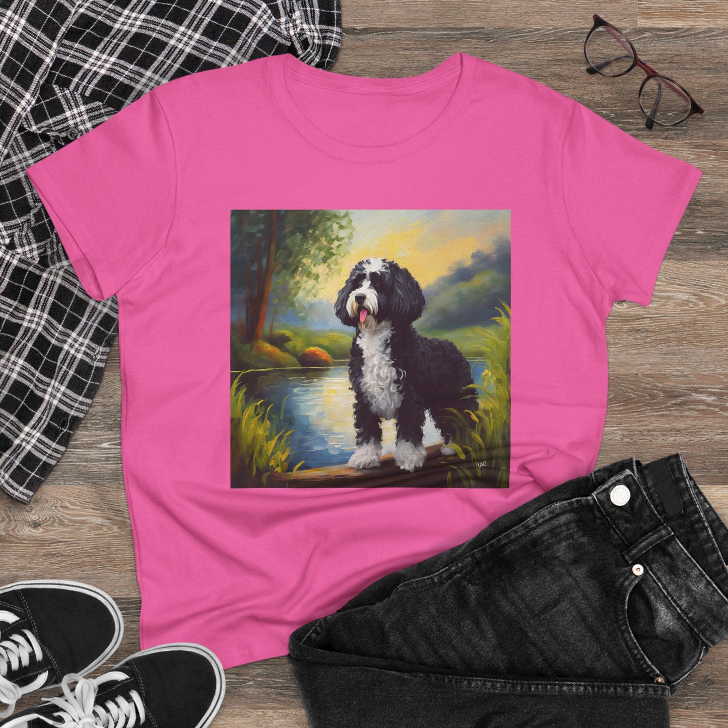 Portuguese Water Dog Women's Midweight Cotton Tee
