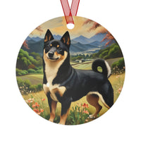 Black and Tan Shiba Inu - Christmas Tree Metal Ornaments