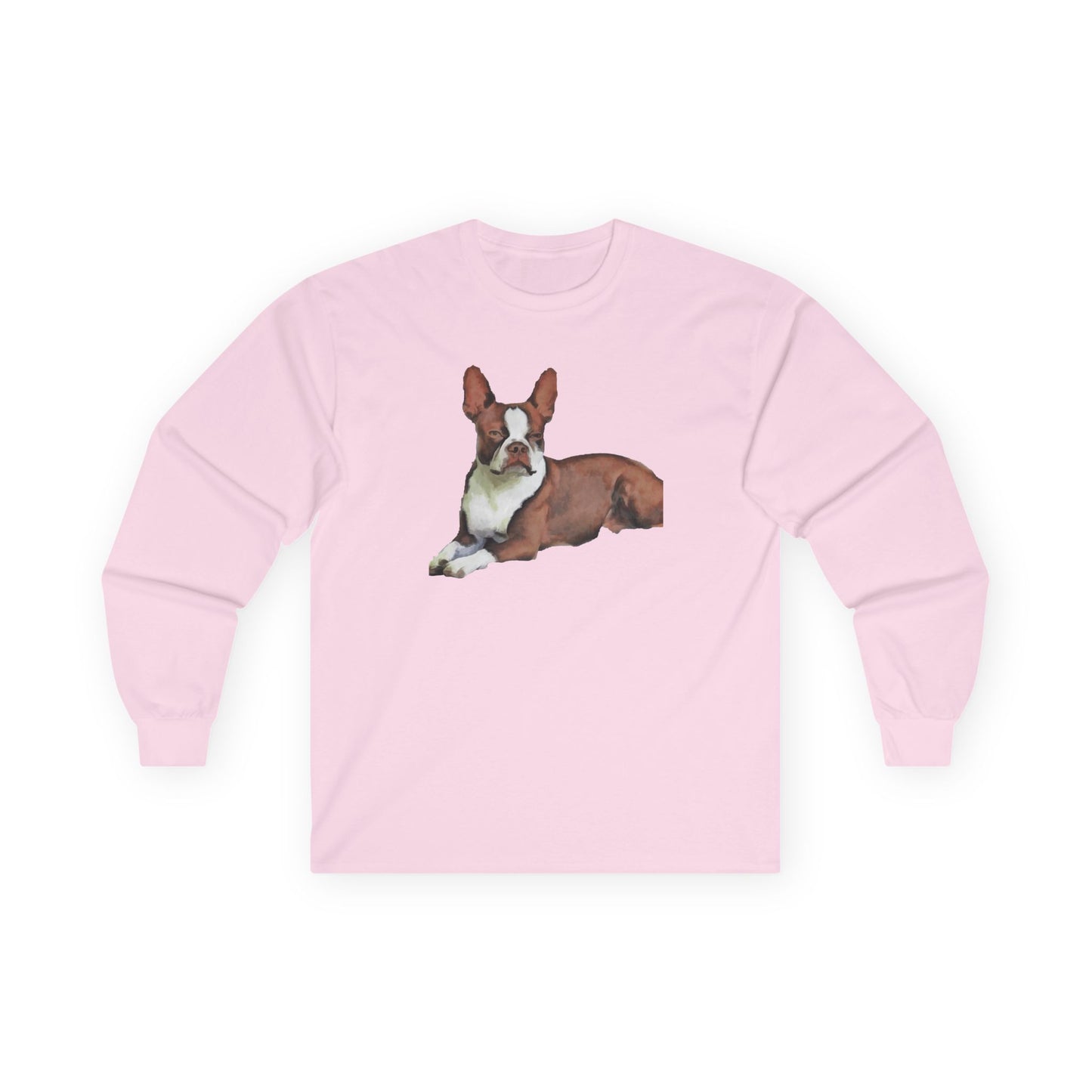 Boston Terrier - Brown & White Unisex Classic Cotton Long Sleeve Tee