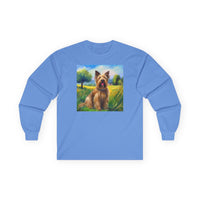 Briard in French Countryside Unisex Cotton Long Sleeve Tee