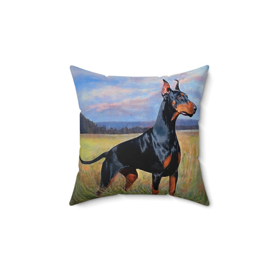 Doberman Pinscher Print Polyester Throw Pillow - Decorative Home Accent