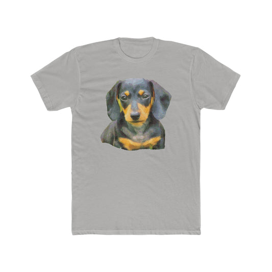 Dachshund 'Doxie #2' Men's Fitted Cotton Crew Tee