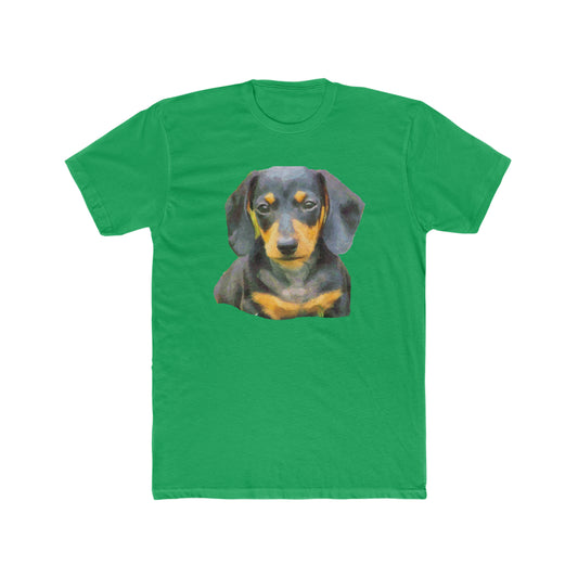 Dachshund 'Doxie #2' Men's Fitted Cotton Crew Tee