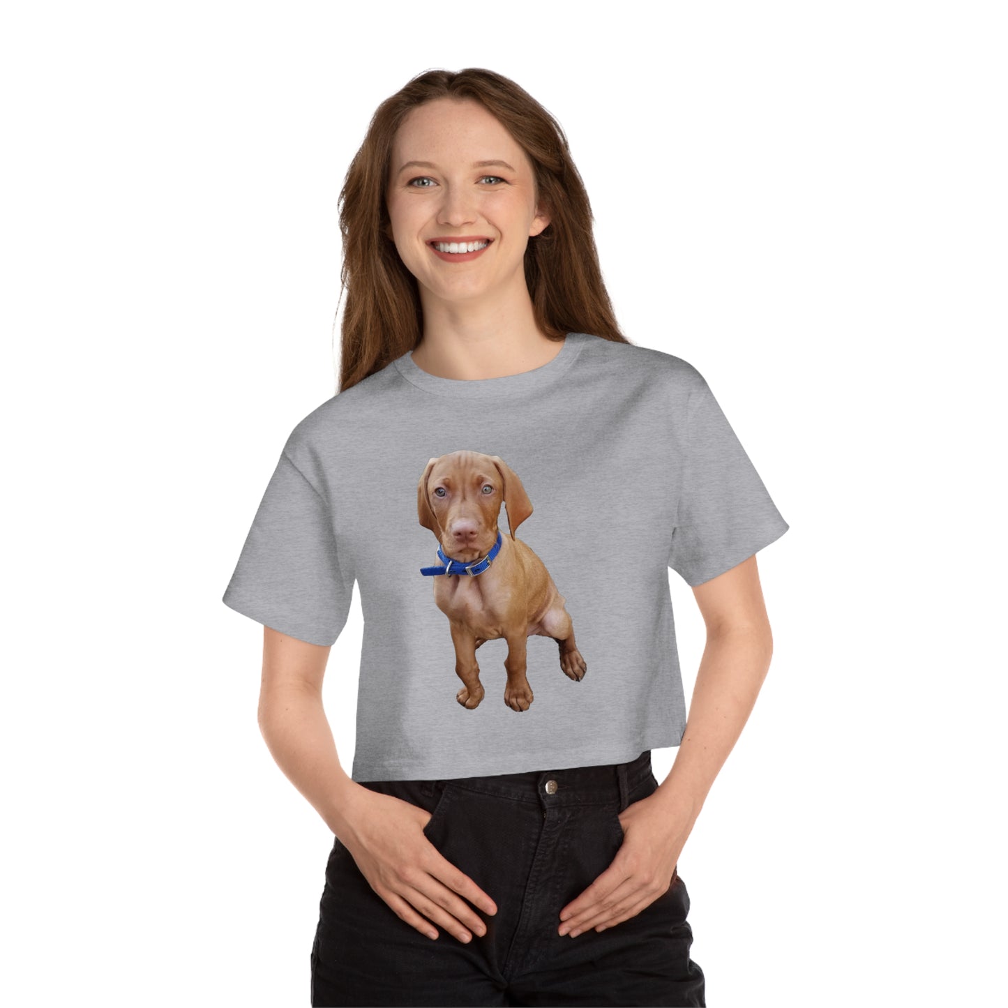 Hungarian Vizsla 'Augie' Women's Cropped Cotton T-Shirt
