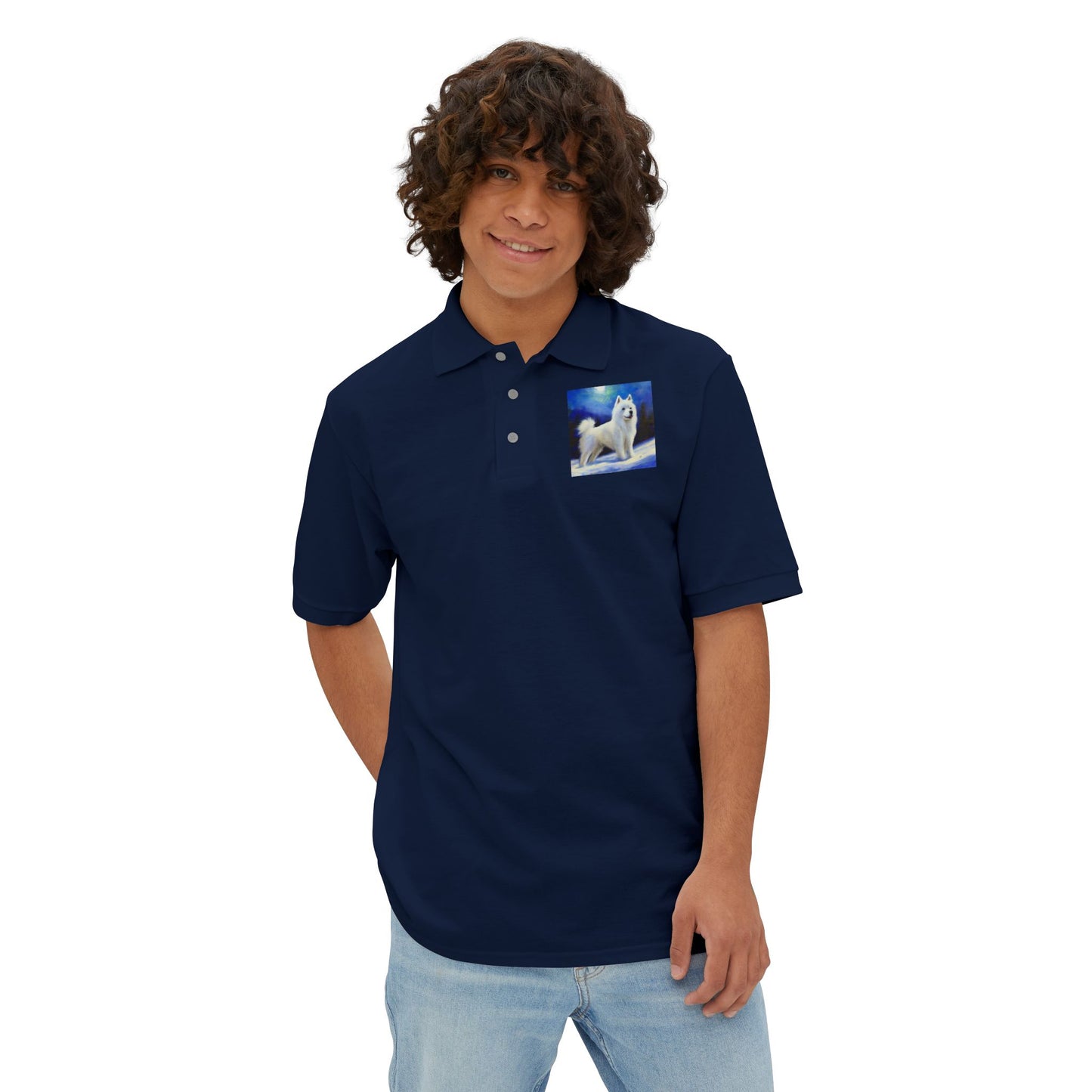 American Eskimo - Men's Piqué Polo Shirt: Timeless Elegance