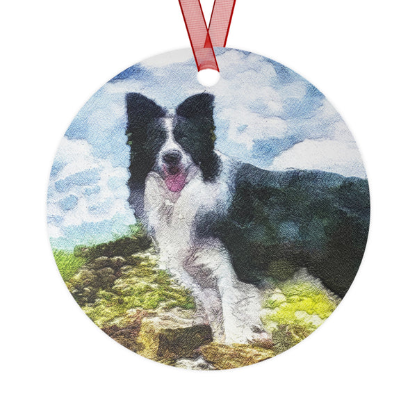 Border Collie '#1' Metal Ornaments