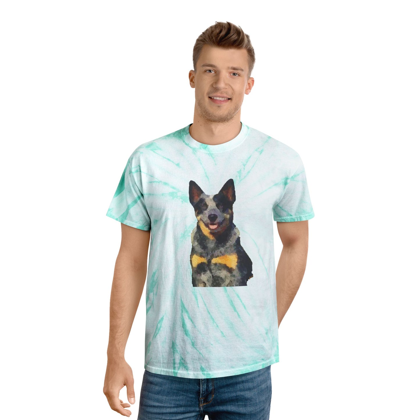Blue Heeler - Australian Cattle Dog 'Bailey' Unisex Cotton Tie-Dye Tee, Cyclone