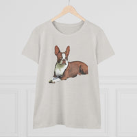 Boston Terrier Midweight Cotton Tee - Brown & White