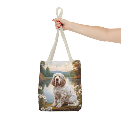 Clumber Spaniel Polyester Tote Bag (AOP)