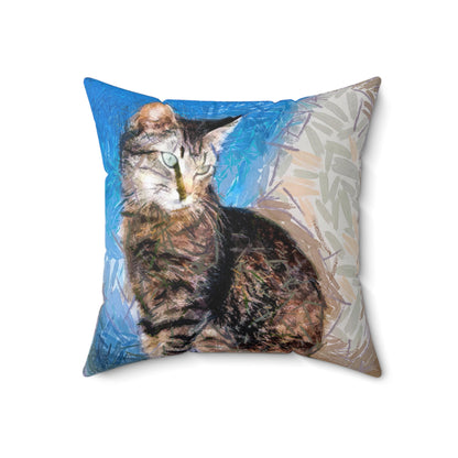 Cat 'Teris of Tinos' Spun Polyester Throw Pillow