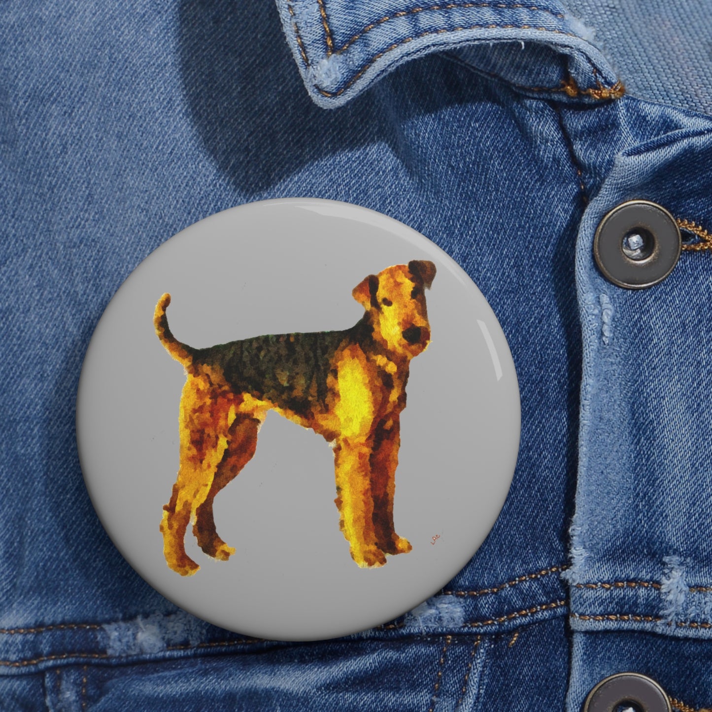 Airedale Terrier Metal Pinback Buttons