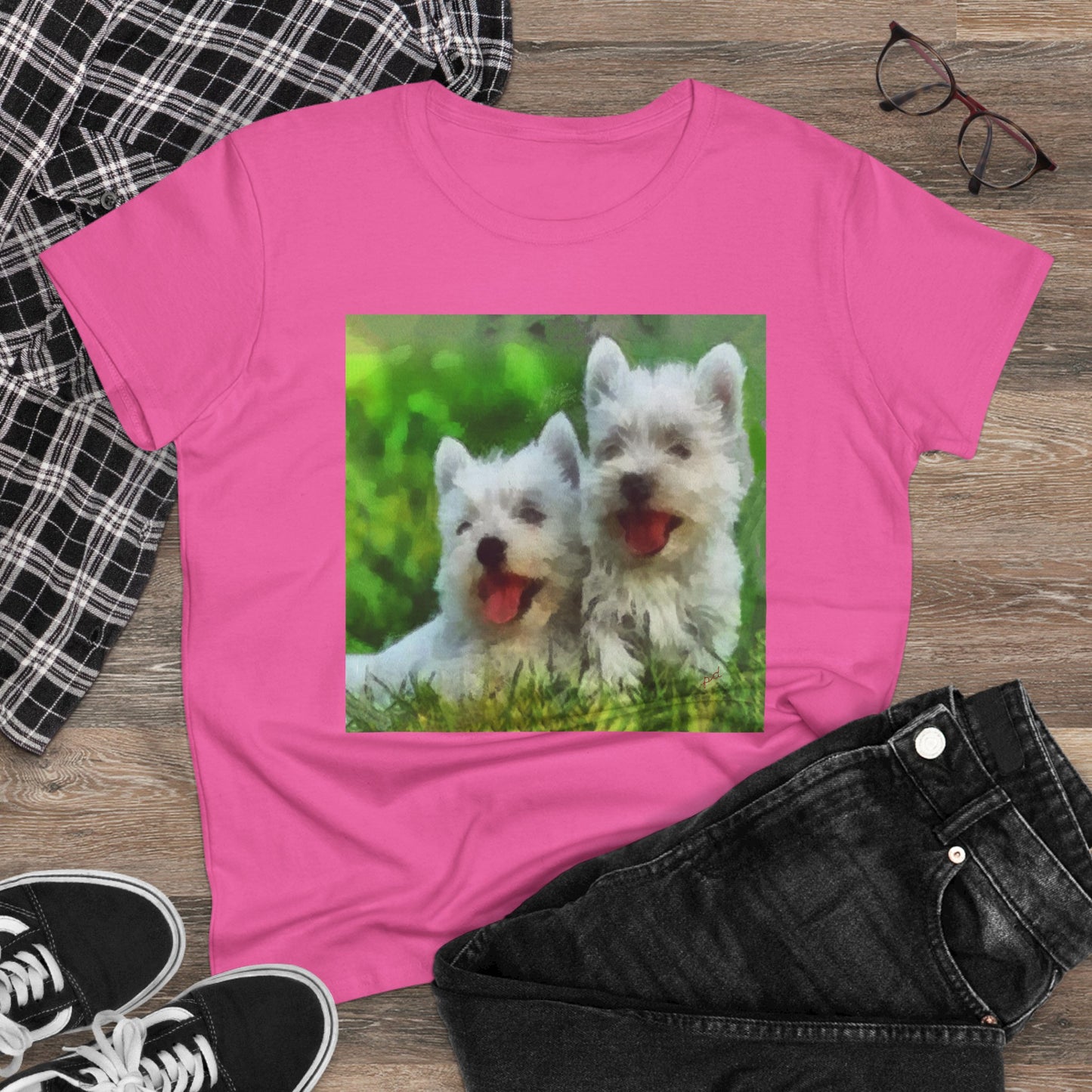 Westies - West Highland Terriers Women's Midweight Cotton Tee