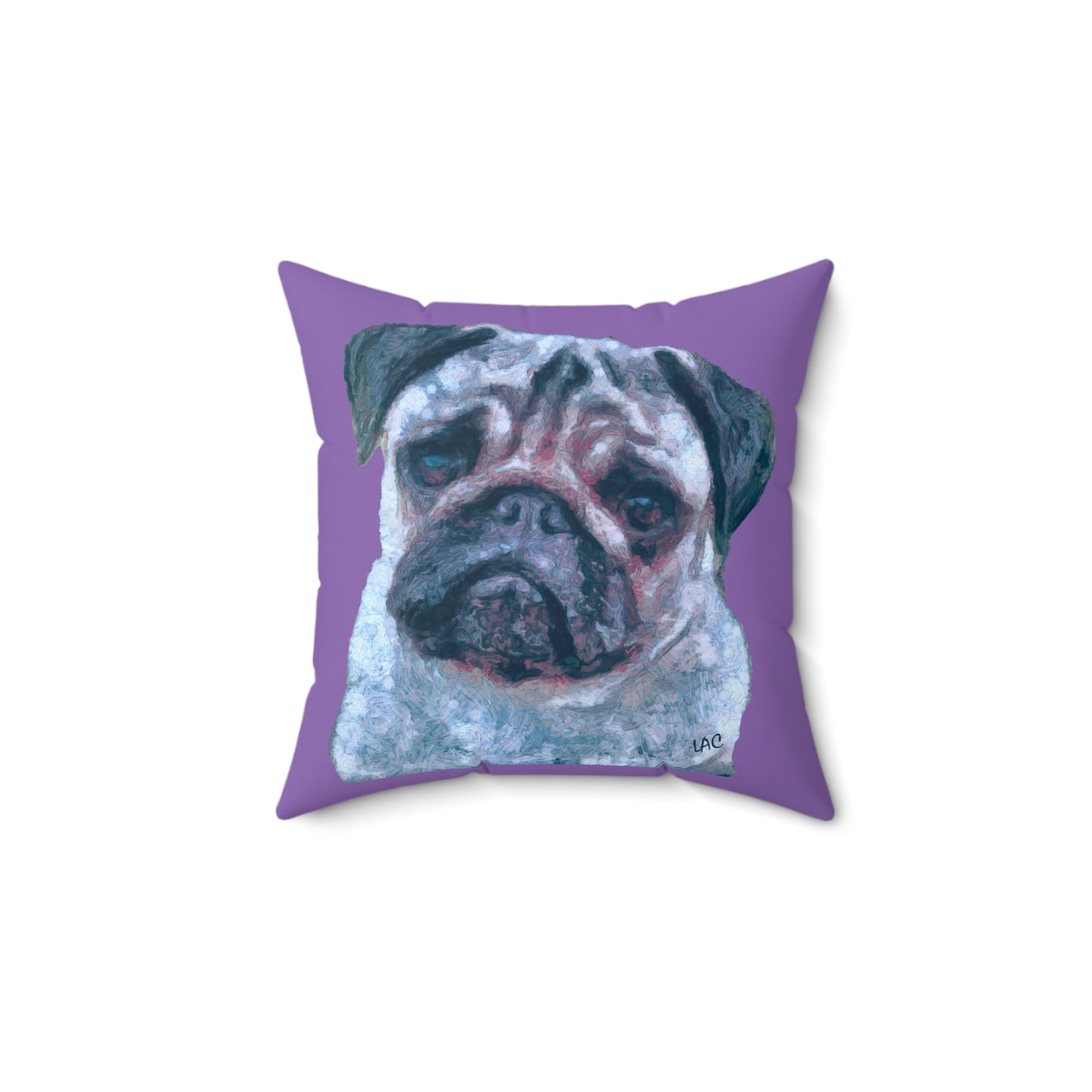 Pug 'Pompey' Spun Polyester Throw Pillow