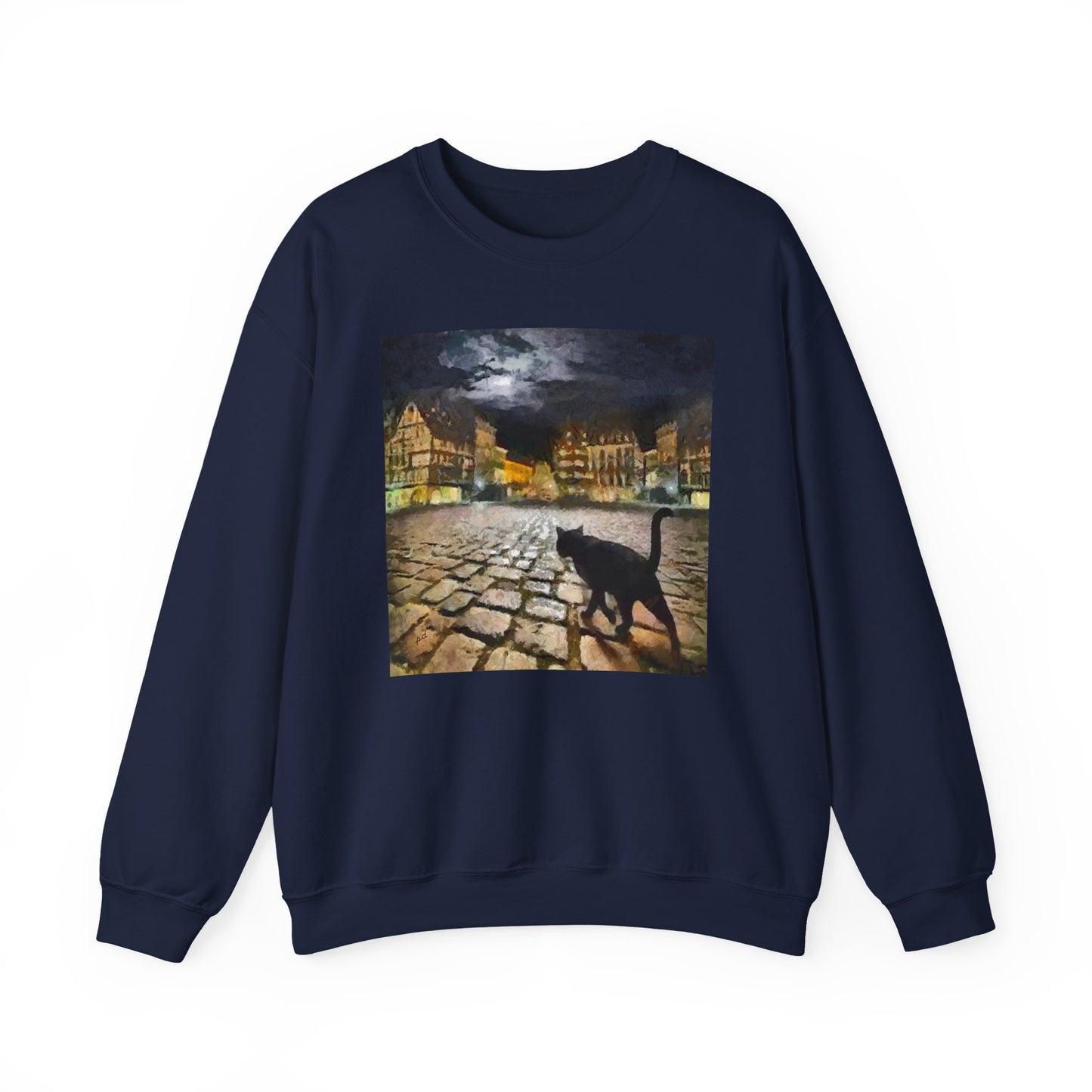Night Cat Prowling - Unisex 50/50 Crewneck Sweatshirt