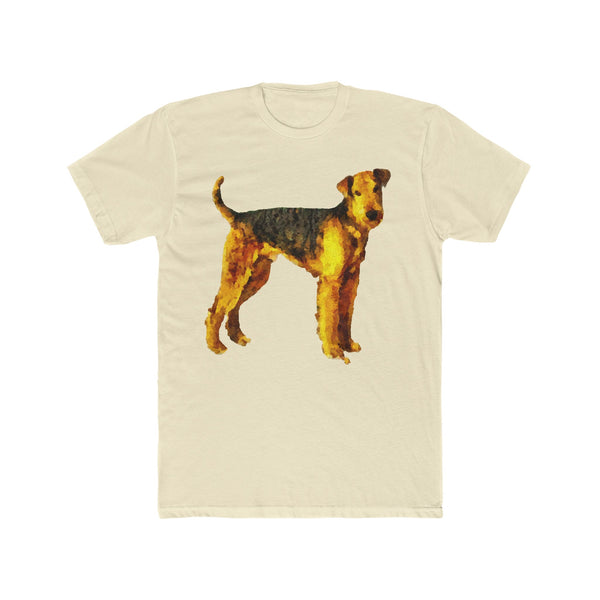 Airedale Terrier 'Lucy'  --  Men's Fitted Cotton Crew Tee  -