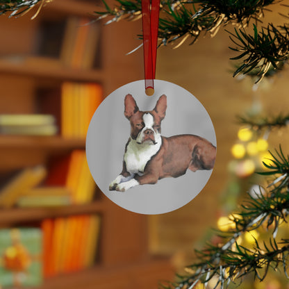 Boston Terrier 'Seely' Metal Ornaments