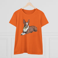 Boston Terrier Midweight Cotton Tee - Brown & White