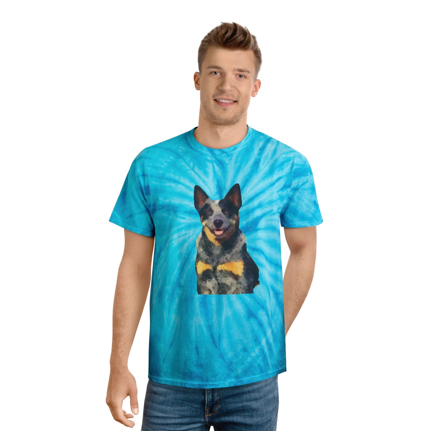 Blue Heeler - Australian Cattle Dog 'Bailey' Unisex Cotton Tie-Dye Tee, Cyclone