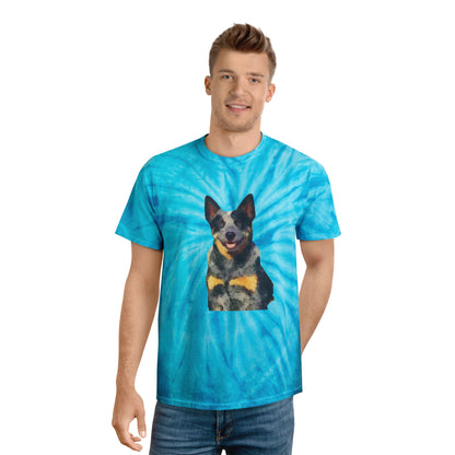 Blue Heeler - Australian Cattle Dog 'Bailey' Unisex Cotton Tie-Dye Tee, Cyclone