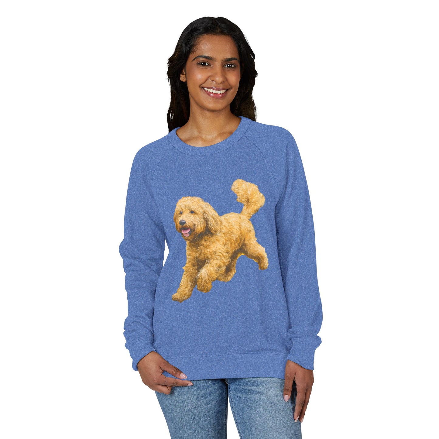 Goldendoodle Unisex French Terry Raglan Crewneck Long Sleeve