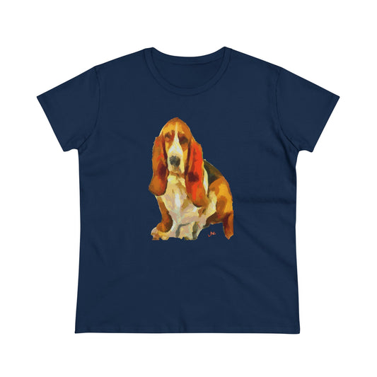 Basset Hound 'Lautrec' Women's Midweight Cotton Tee