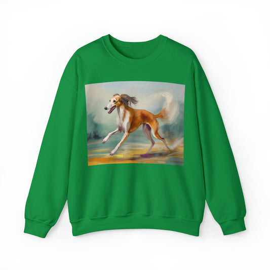 Saluki 'On the  Run' Unisex 50/50 Crewneck Sweatshirt