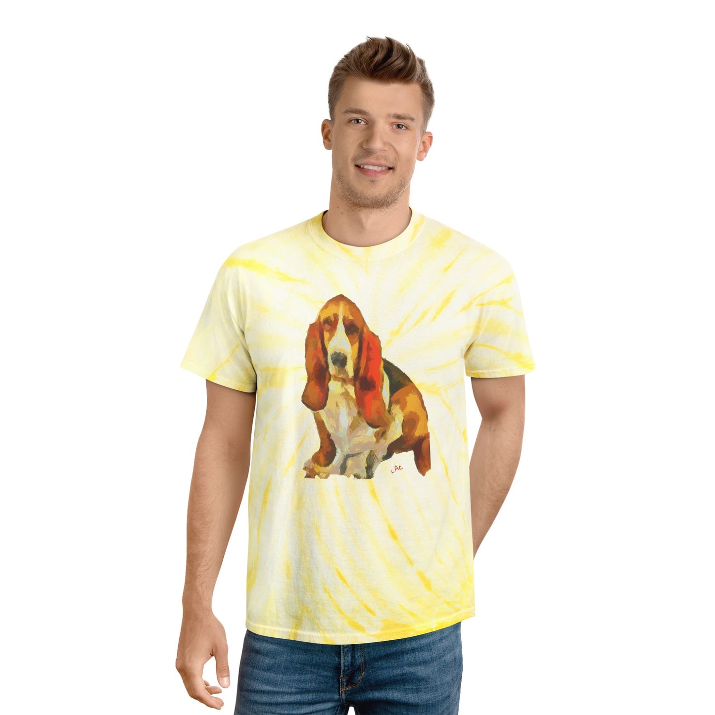 Basset Hound 'Lautrec' Unisex Cotton Tie-Dye Tee, Cyclone