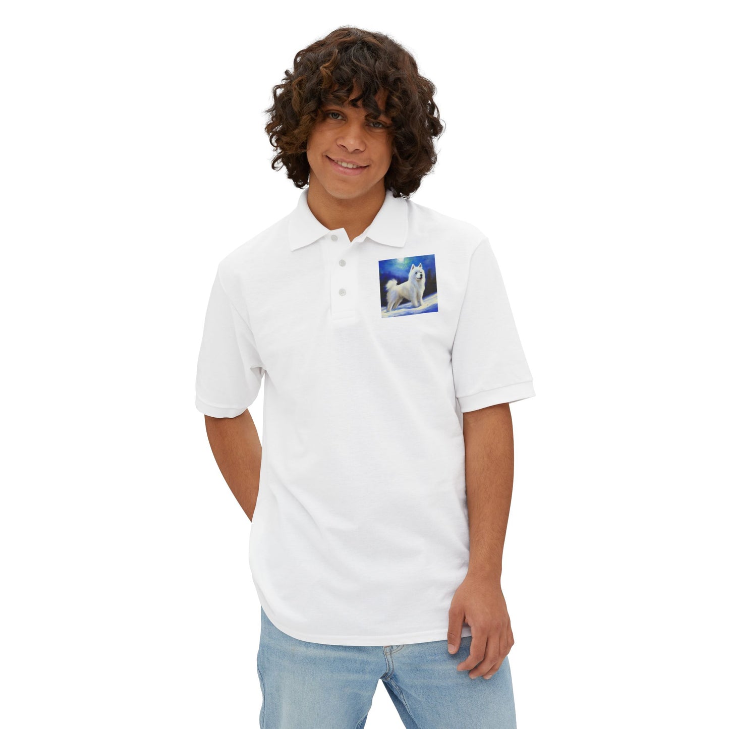 American Eskimo - Men's Piqué Polo Shirt: Timeless Elegance