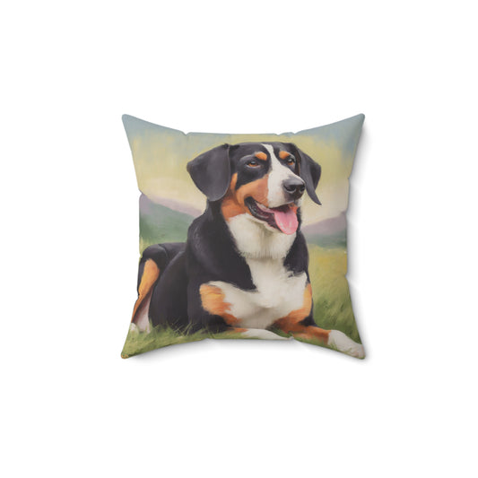 Entlebucher Mountain Dog Spun Polyester Throw Pillow